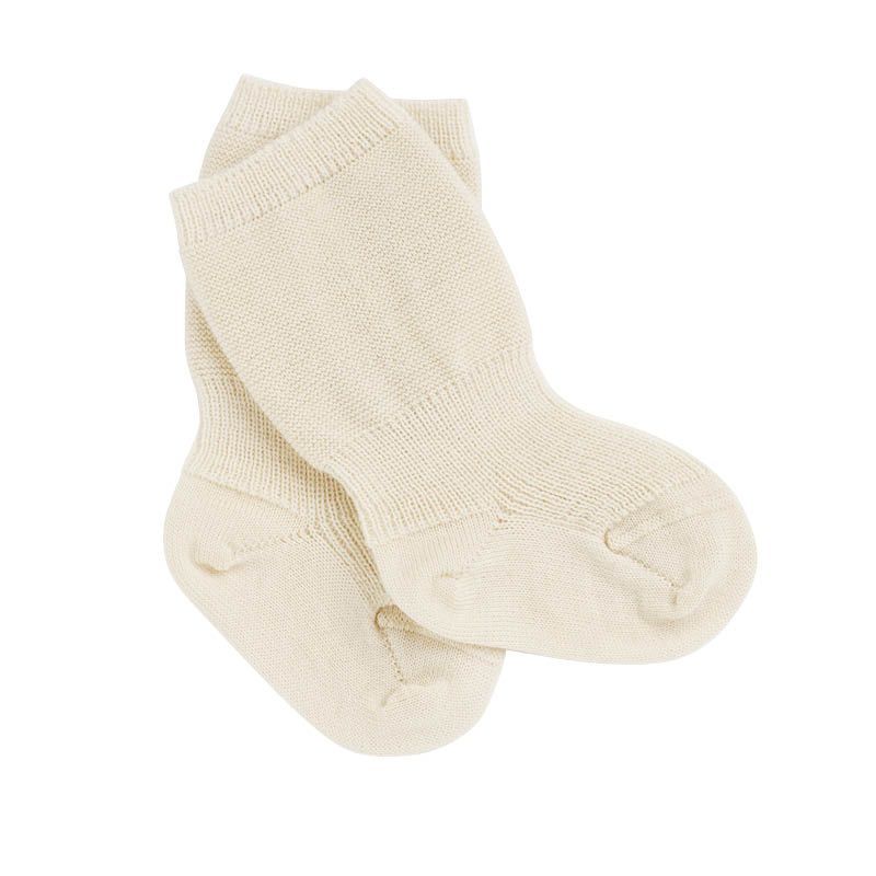 Tynne ullsokker baby, formstrikket - Natur - Hvit/natur
