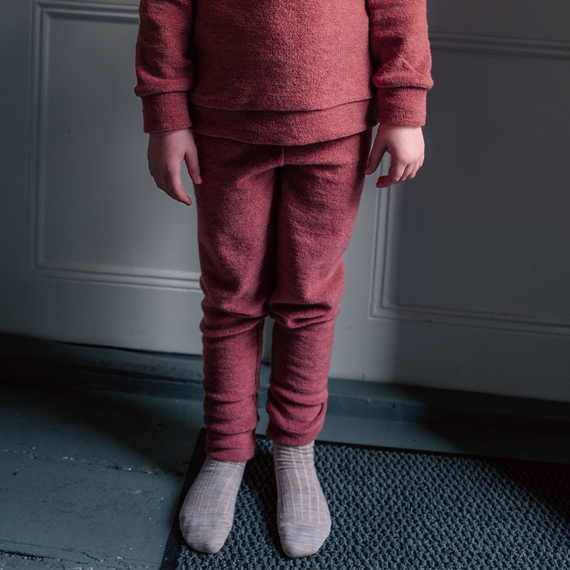 Bukse i ullfrotté - Dark rose