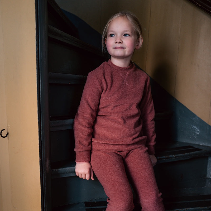 Genser i ullfrotté  - Mørk rose