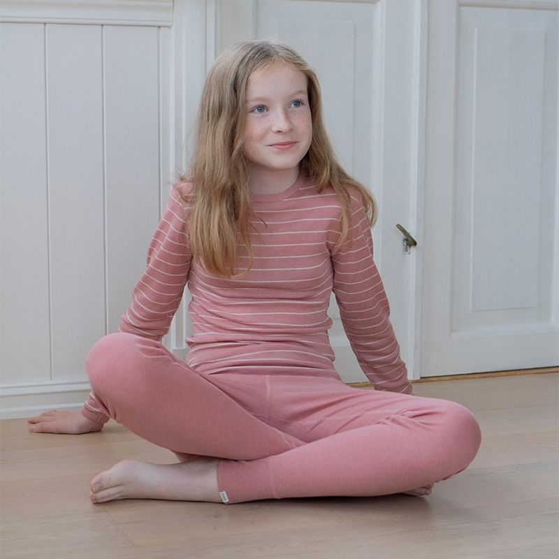 Barnelongs i ull med silke - Lys rose