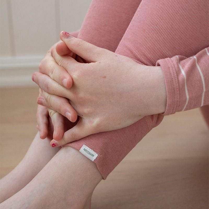 Barnelongs i ull med silke - Lys rose