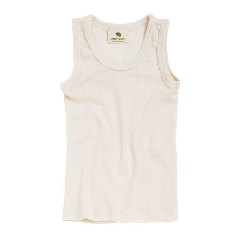 Singlet i ull med silke - Natur - Hvit/natur