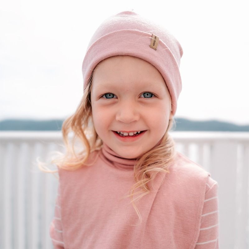 Lue i ull med silke - Lys rose