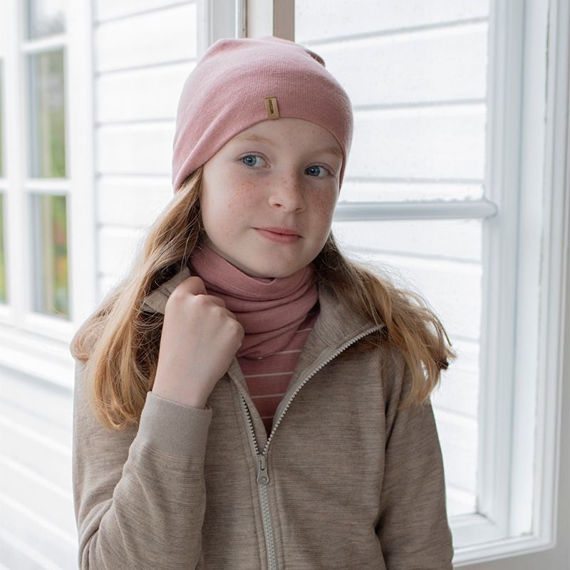 Lue i ull med silke - Lys rose