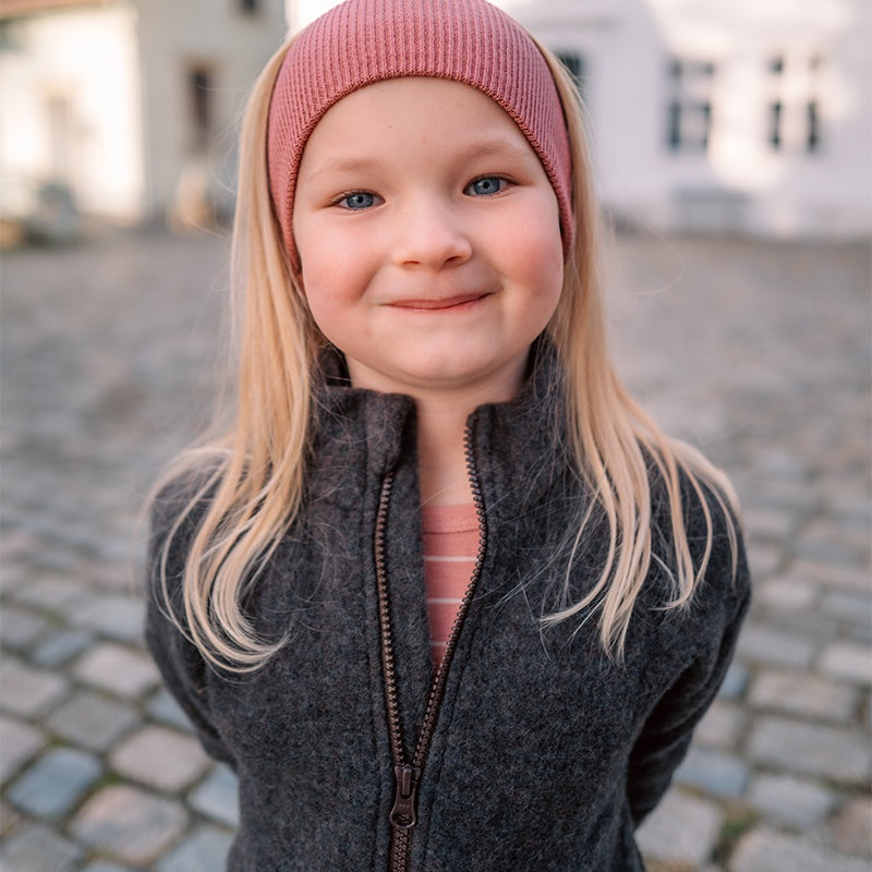 Jakke i ullfleece til barn - Naturbrun