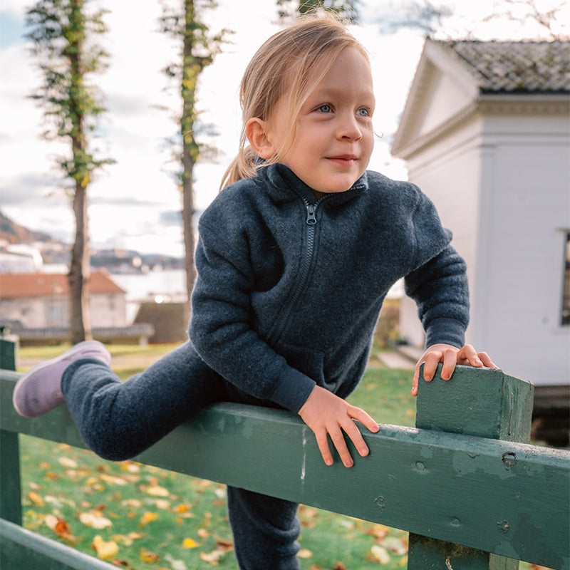 Jakke i ullfleece til barn - Blå/turkis