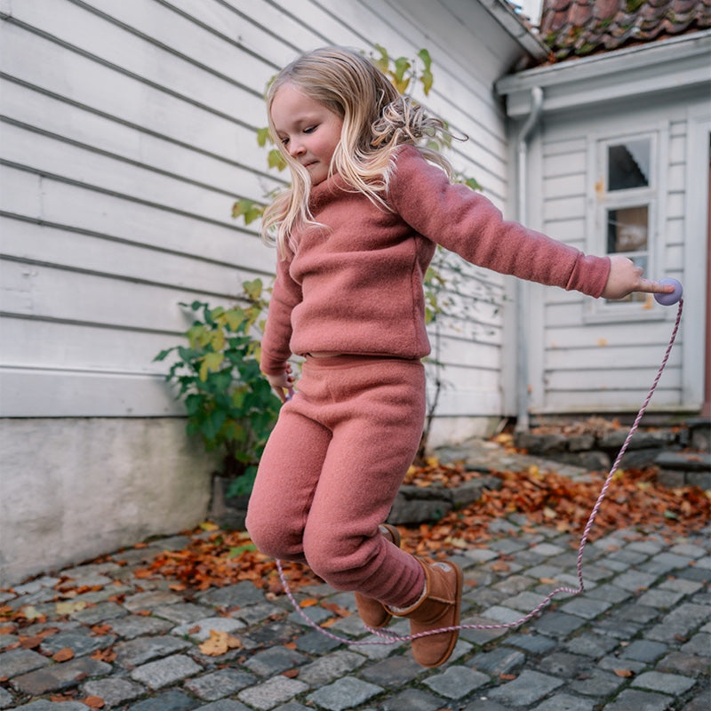 Bukse i ullfleece  - Mørk rose