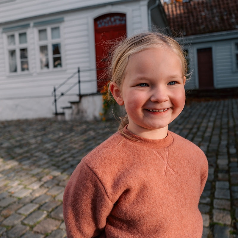 Collegegenser i ullfleece til barn - Mørk rose