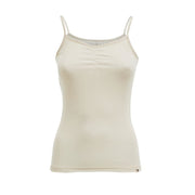 Singlet m/stropper i ull med silke  - Hvit/natur