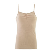 Singlet m/stropper i ull med silke - Latte