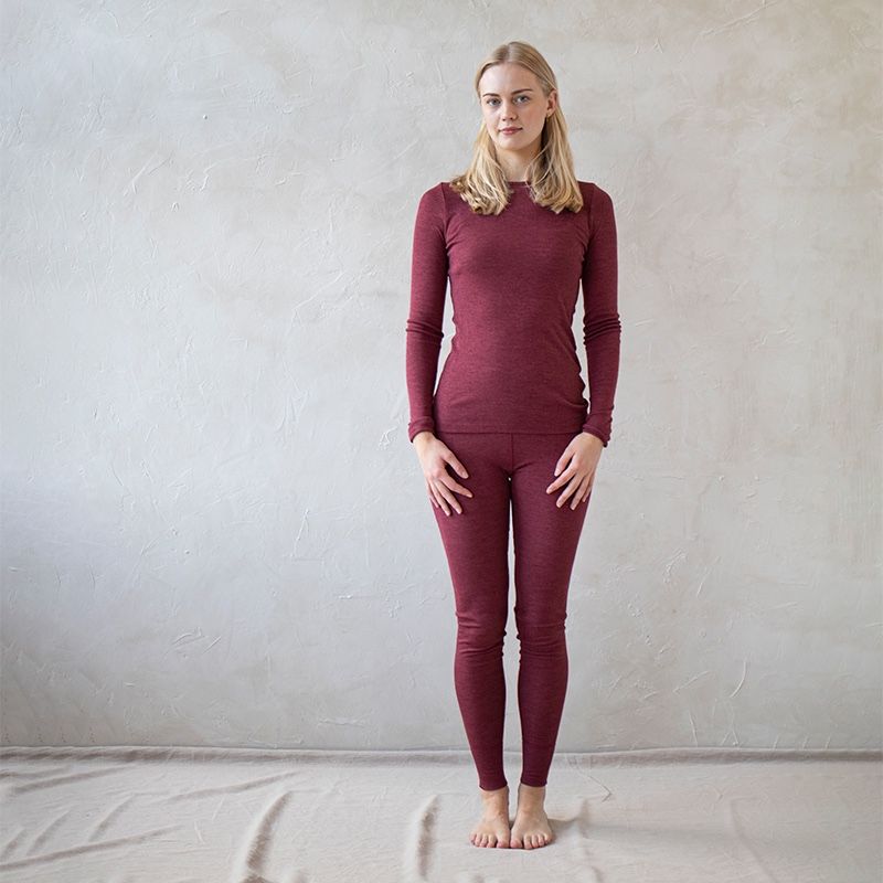 Longs i ull med silke - Plomme