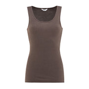 Singlet i ull med silke unisex - Brun