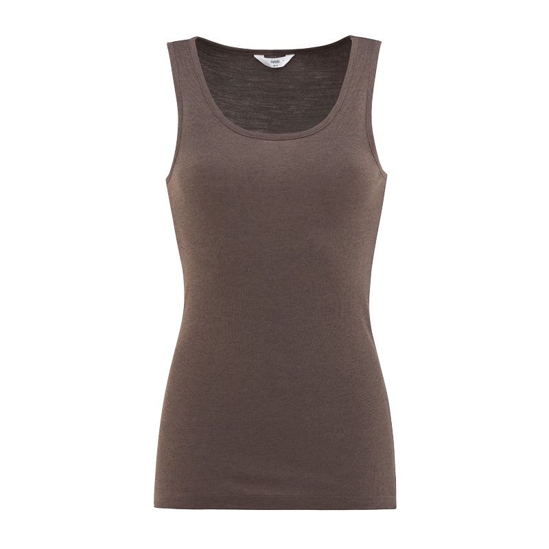 Singlet i ull med silke unisex - Brun