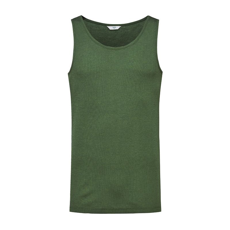 Singlet i ull med silke unisex - Olivin