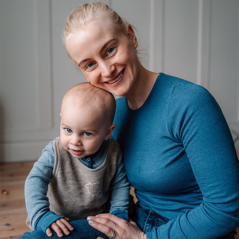 Langermet ulltrøye dame, ull med silke - Dongeriblå