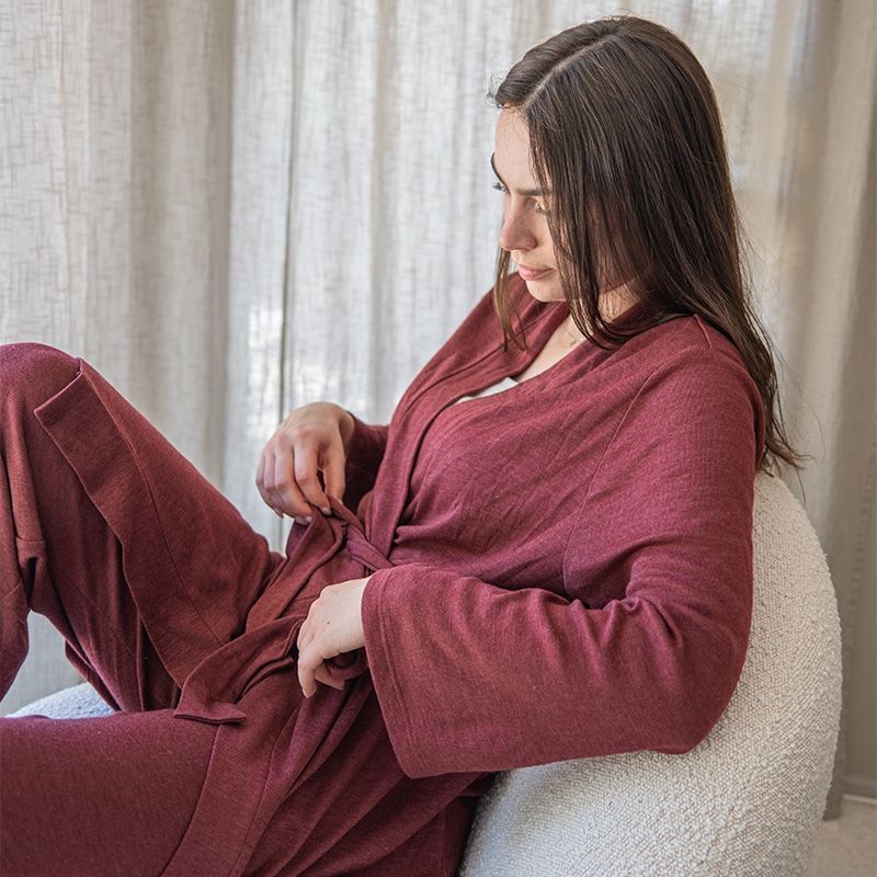 Loungejakke i ull med silke - Plomme