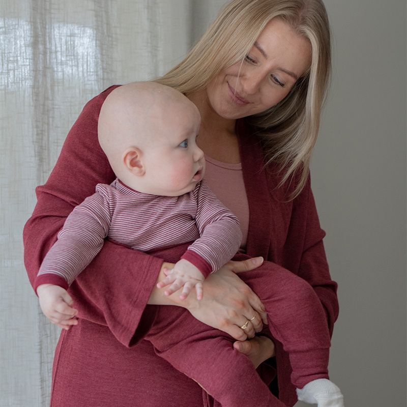 Loungejakke i ull med silke - Plomme