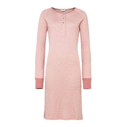 Nattkjole i ull med silke m/knapper - Lys rose/natur