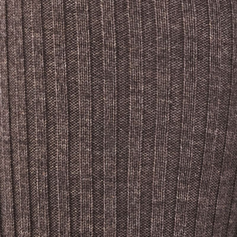 Ribbestrikket longs i ull - Brun - swatch