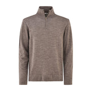 Finstrikket ullgenser halv zip - Brun