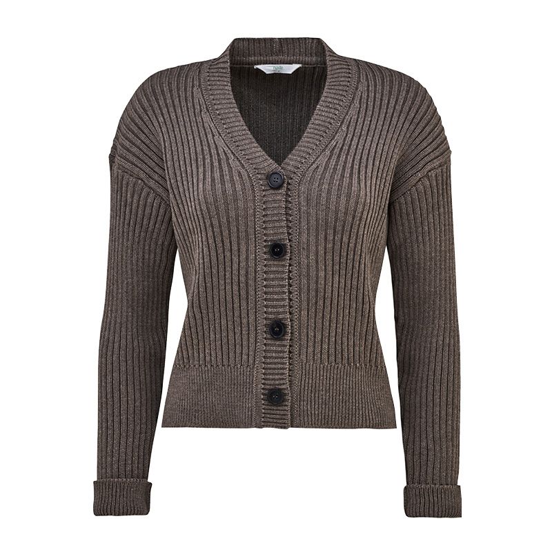 Ribbestrikket cardigan - Brun