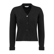 Ribbestrikket cardigan - Svart