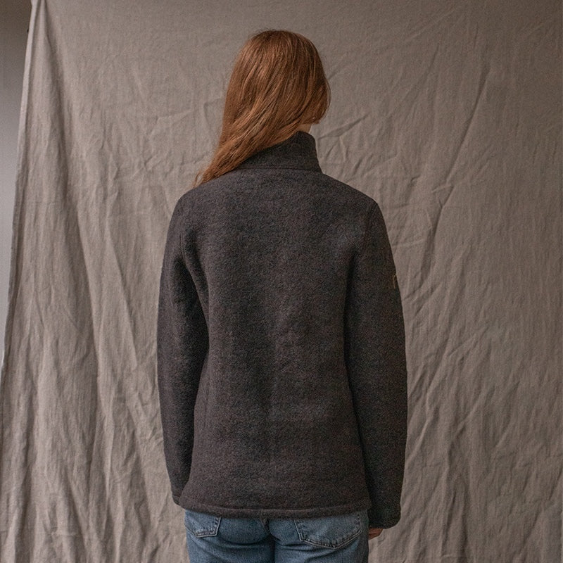 Jakke i ullfleece - Brun