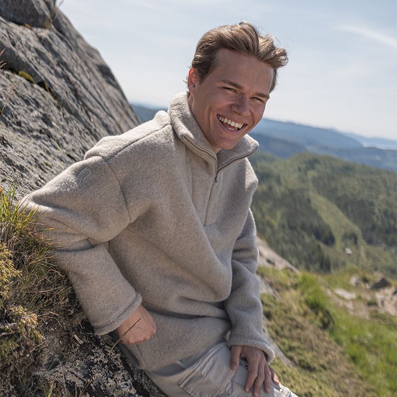 Genser i ullfleece med zip - Linfarget