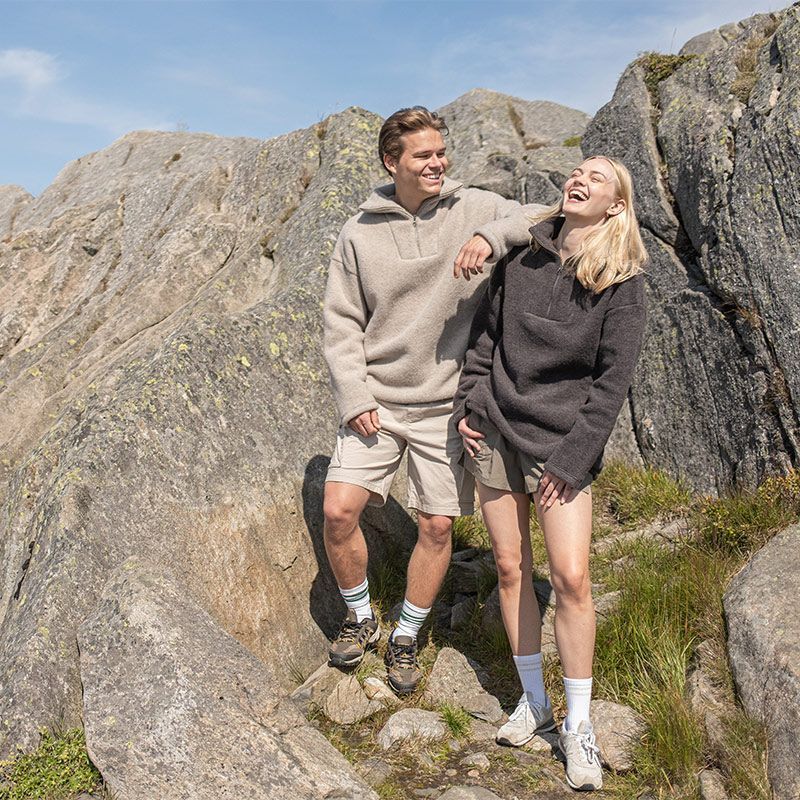 Genser i ullfleece med zip - Linfarget