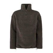 Genser i ullfleece med zip - Naturbrun