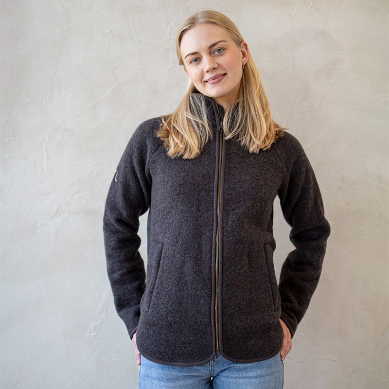 Jakke i ullfleece til dame - Naturbrun