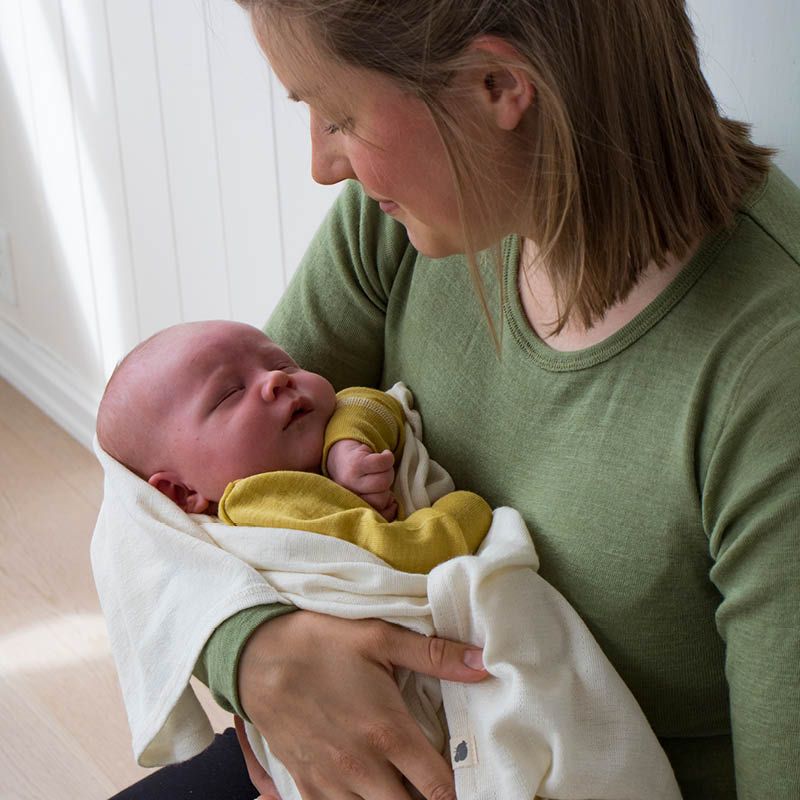 Babyteppe i ull med silke Natur