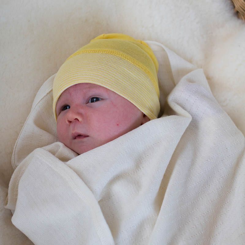 Prematur babylue i ull med silke - Hvit/natur