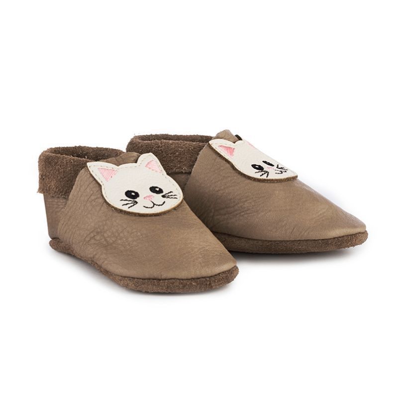 Skinntøfler - Katt - Brun - Katt- Brun