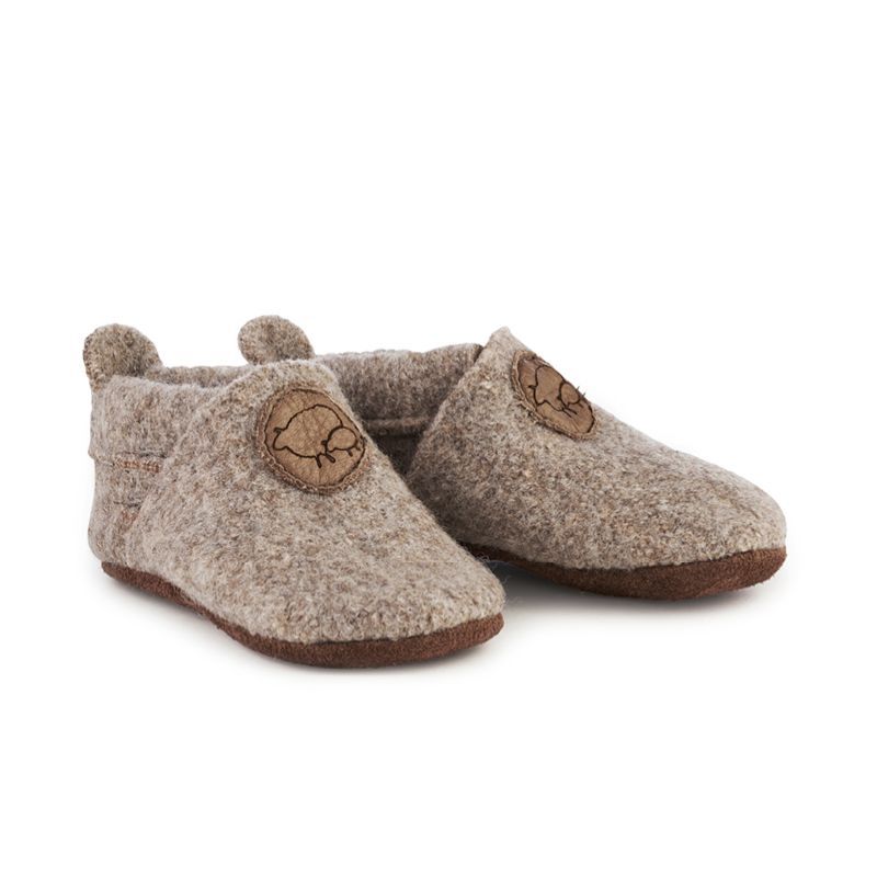 Ulltøfler - Beige melert - Brun