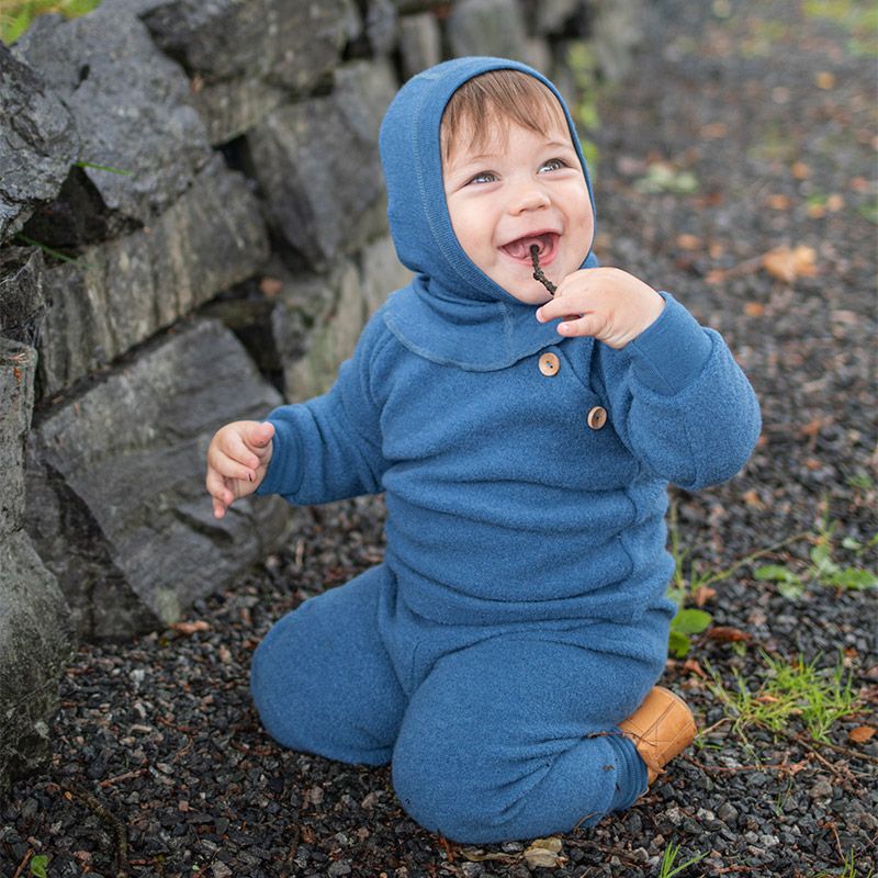 Babygenser i ullfrotté - Dongeriblå