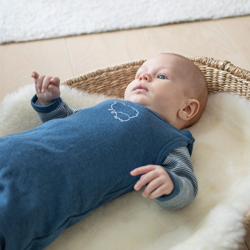 Sparkebukse i ull med silke, uten fot - Dongeriblå