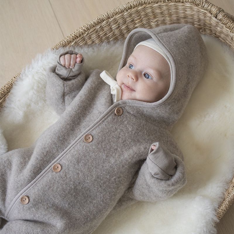 Ullfleecedress med hette - Linfarget
