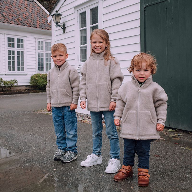 Jakke i ullfleece til barn - Linfarget