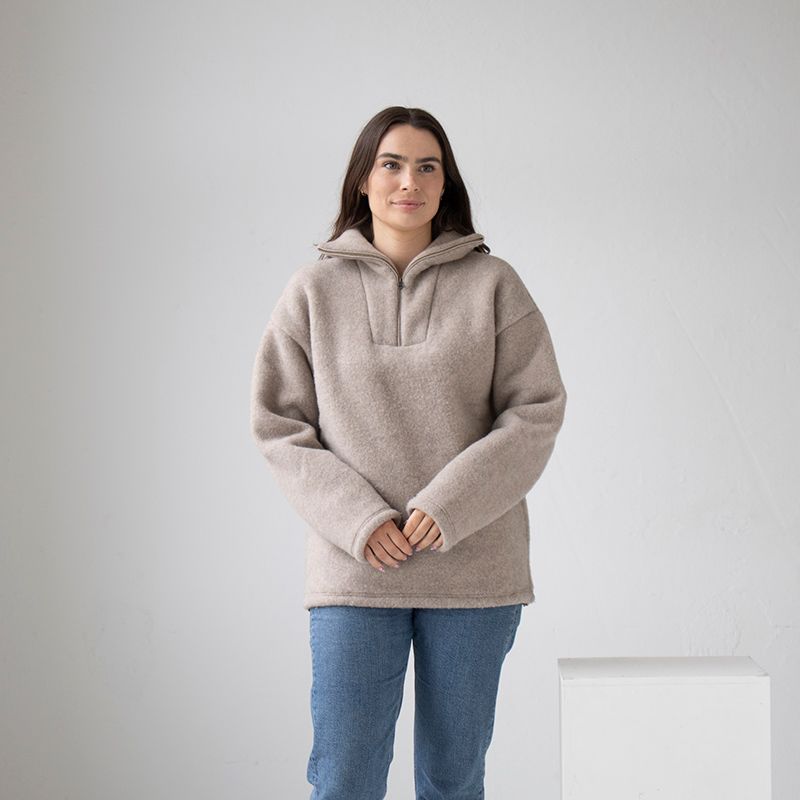 Genser i ullfleece med zip - Linfarget