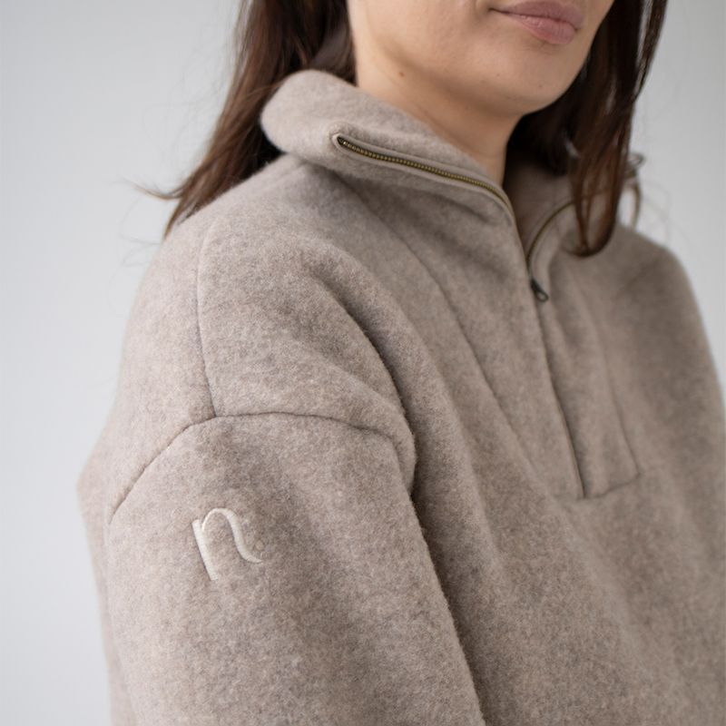 Genser i ullfleece med zip - Linfarget