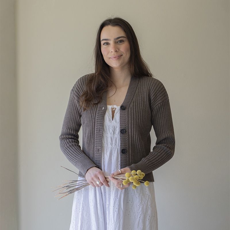 Ribbestrikket cardigan - Brun