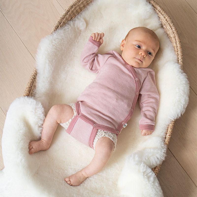 Omslagsbody i ull med silke - Lys rose/natur
