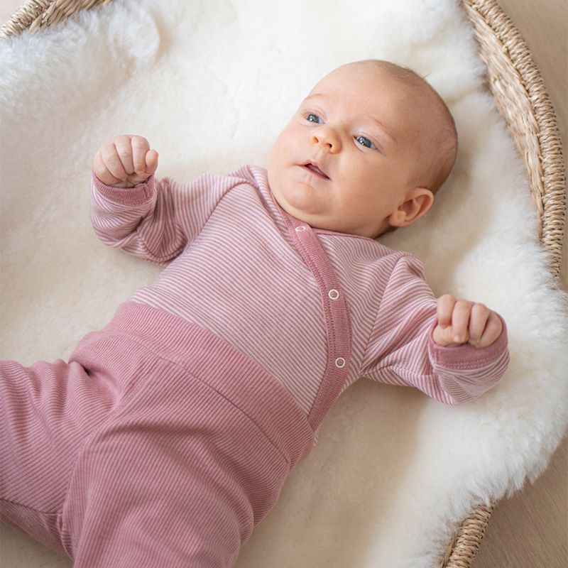 Omslagsbody i ull med silke - Lys rose/natur