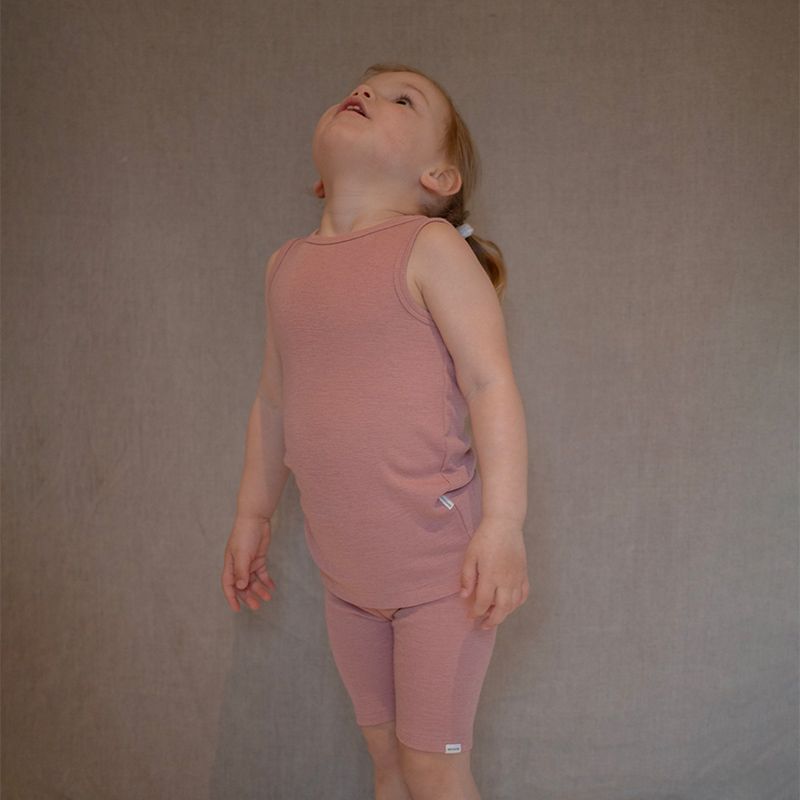 Singlet i ull med silke - Lys rose