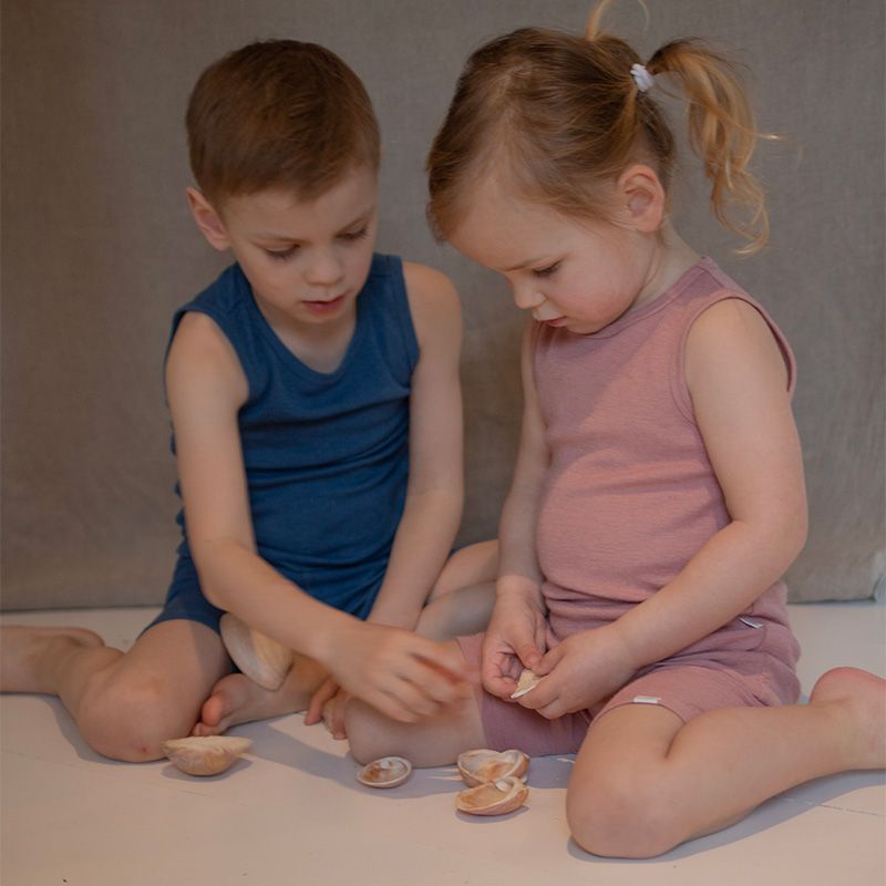 Singlet i ull med silke - Lys rose