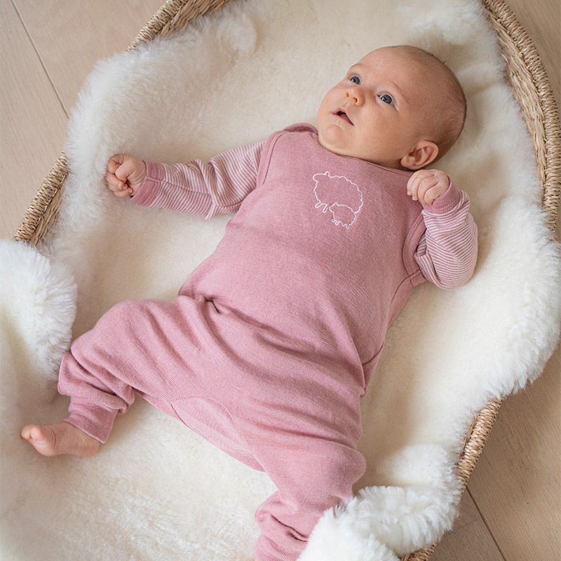 Omslagsbody i ull med silke - Lys rose/natur