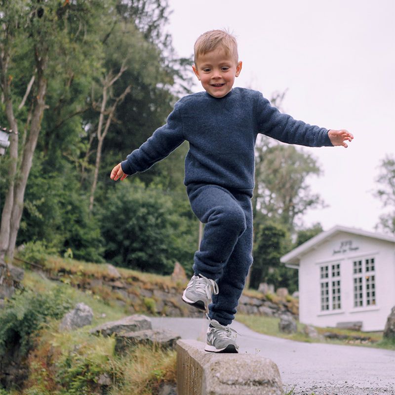 Bukse i ullfleece - Midnattsblå - Blå/turkis