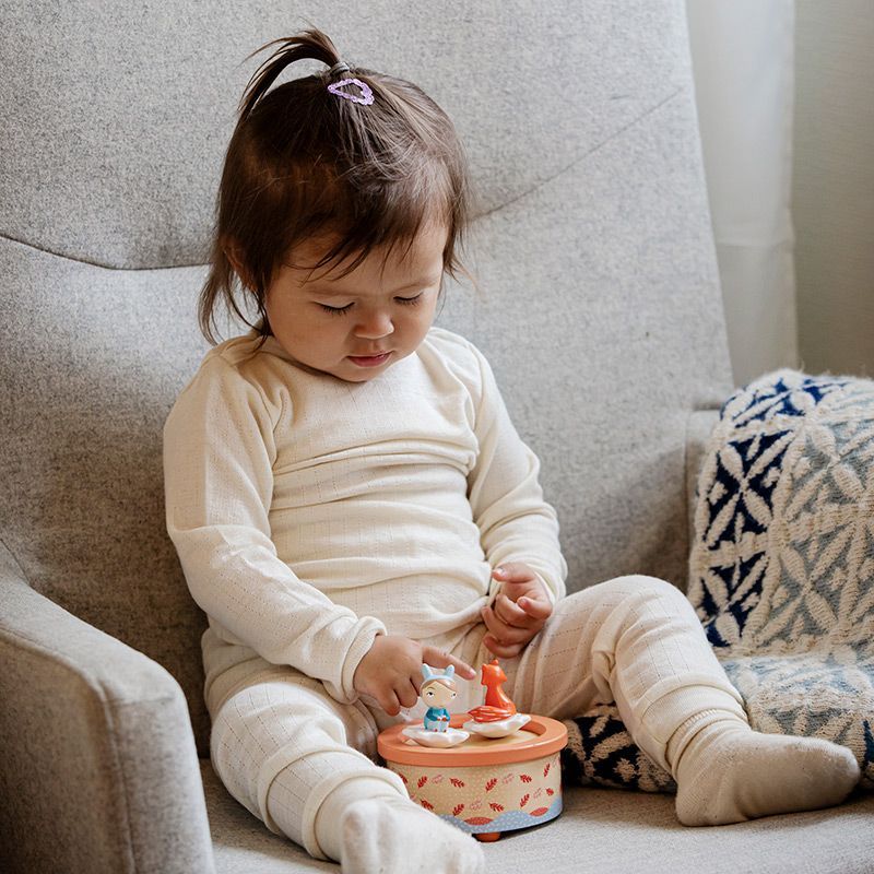Babytights i ull med silke, hullmønster - Hvit/natur