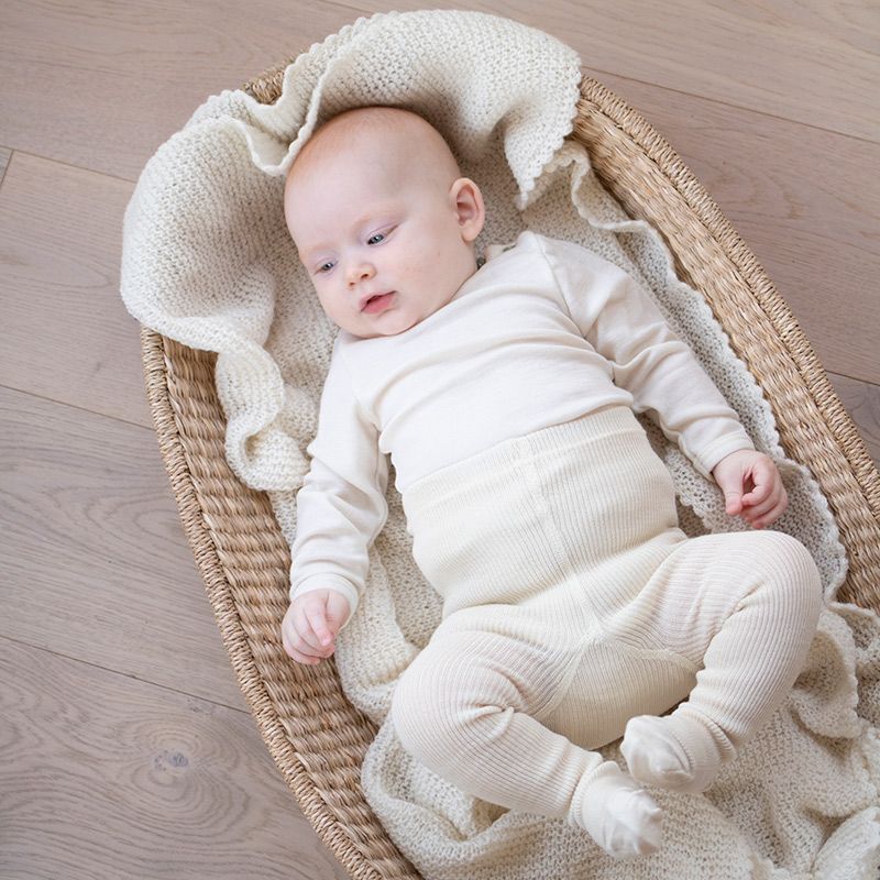 Ullstrømpebukse baby - Natur - Hvit/natur